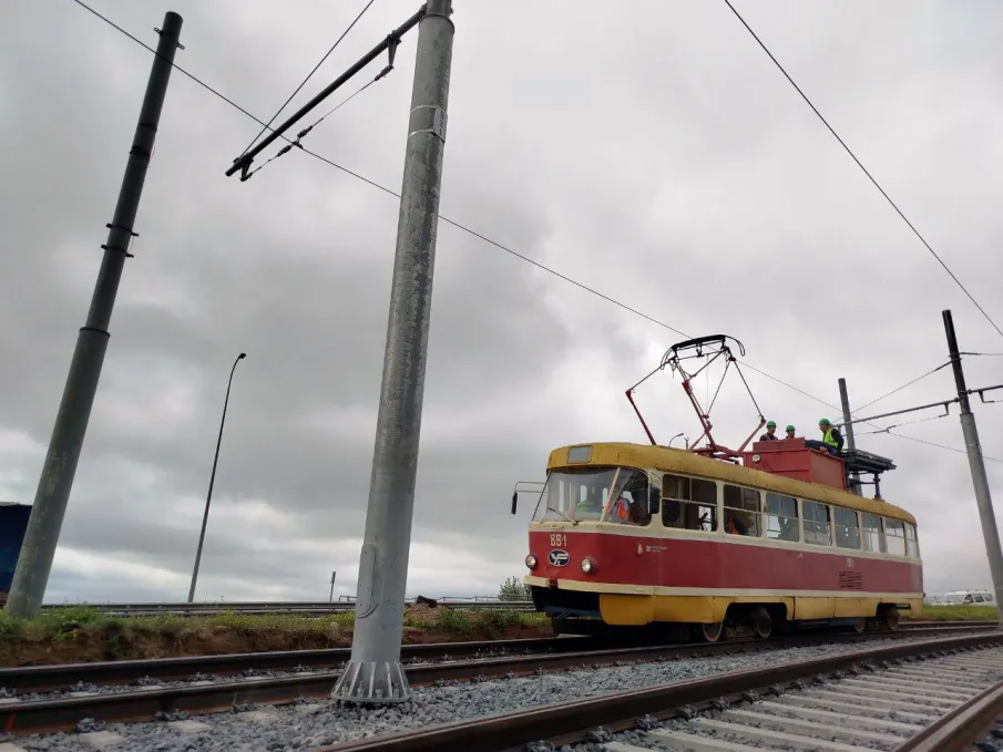 Обкатка трамвайных путей началась на Окском съезде в Нижнем Новгороде