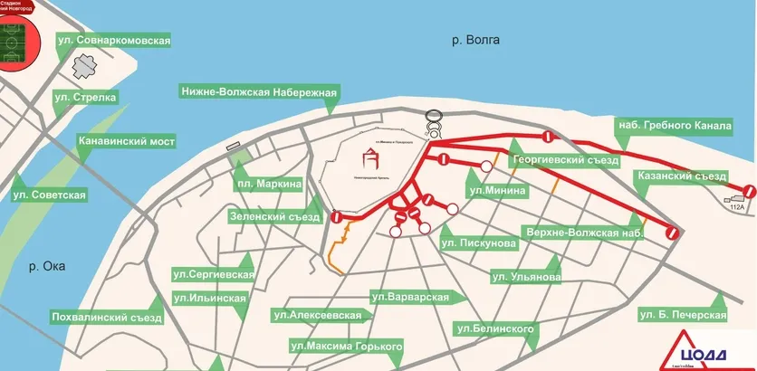 В связи с подготовкой к проведению военного парада в Нижнем Новгороде будет временно прекращено движение на нескольких участках