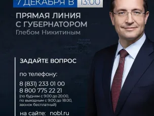 Прямая линия с Глебом Никитиным пройдет 7 декабря